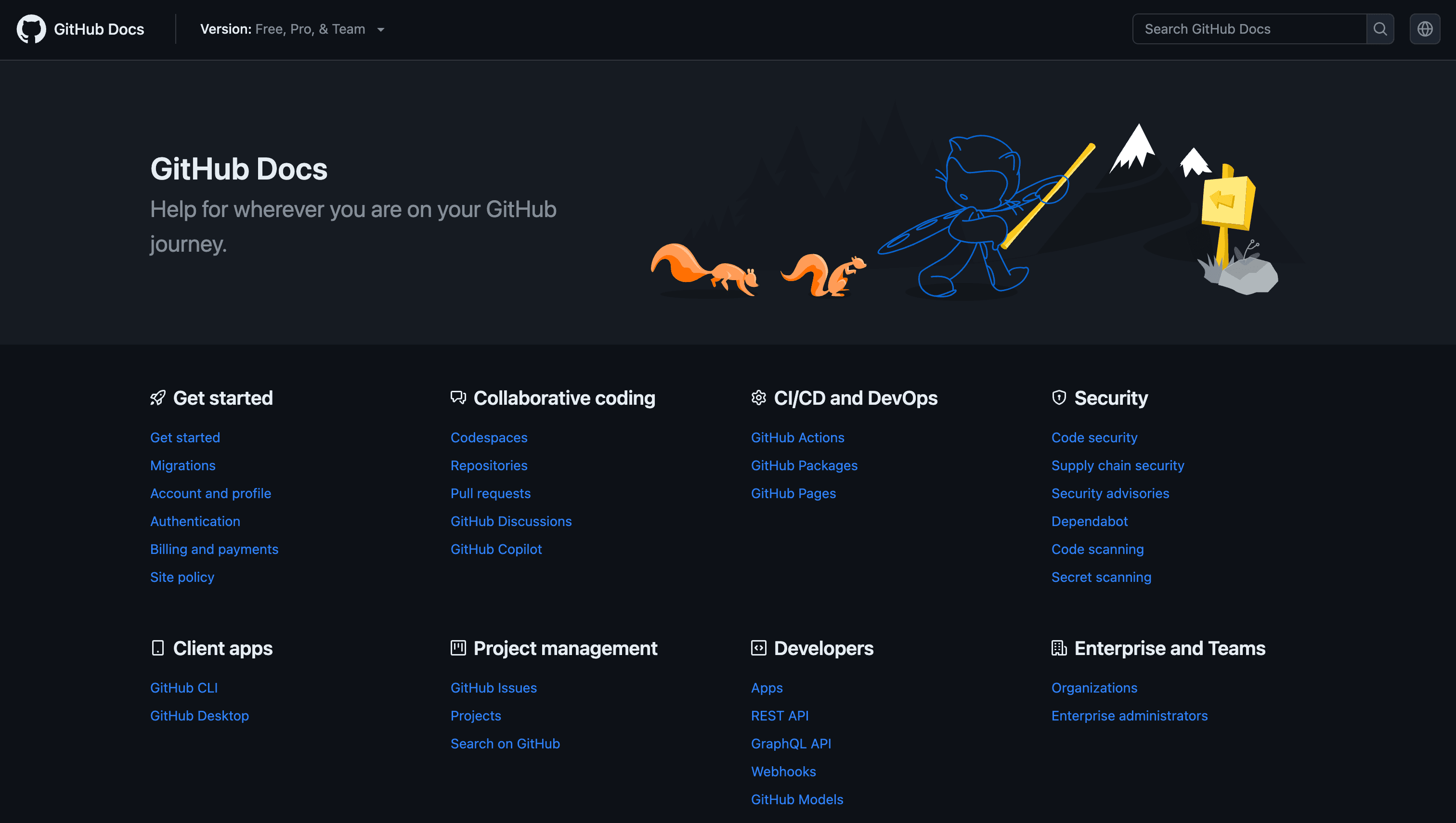 GitHub Documentation screenshot