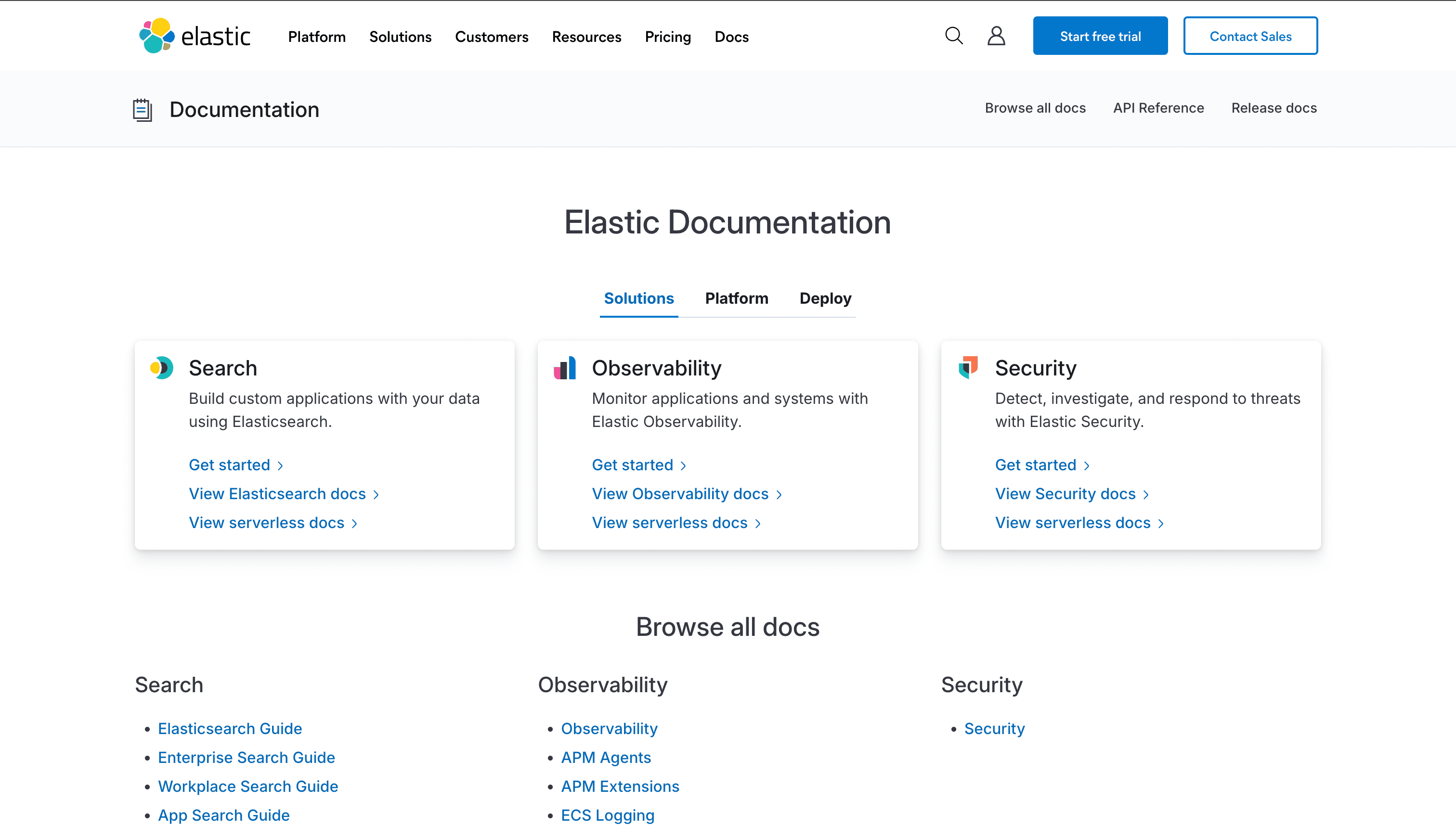 Elastic Documentation screenshot