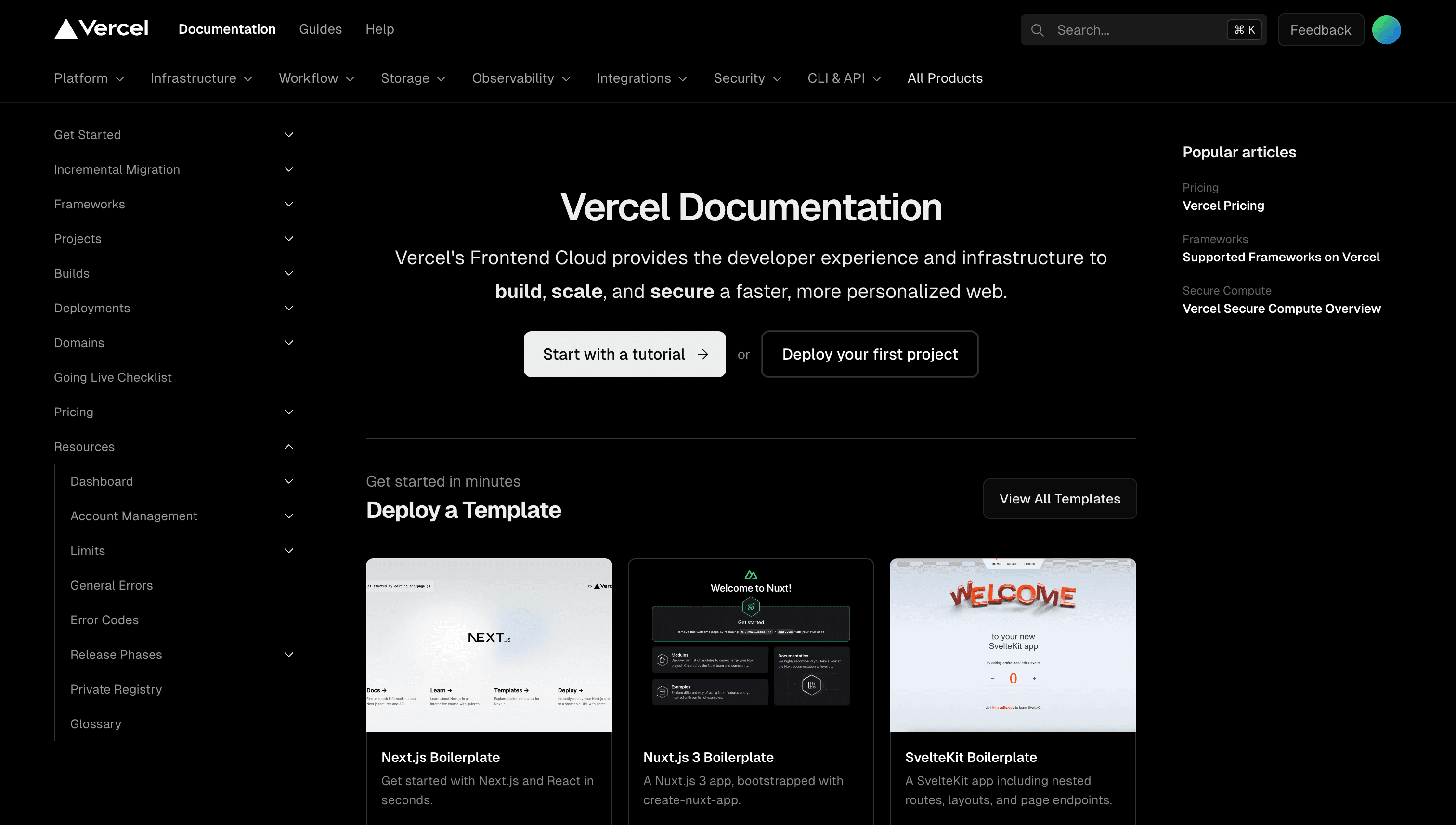 Vercel Documentation screenshot