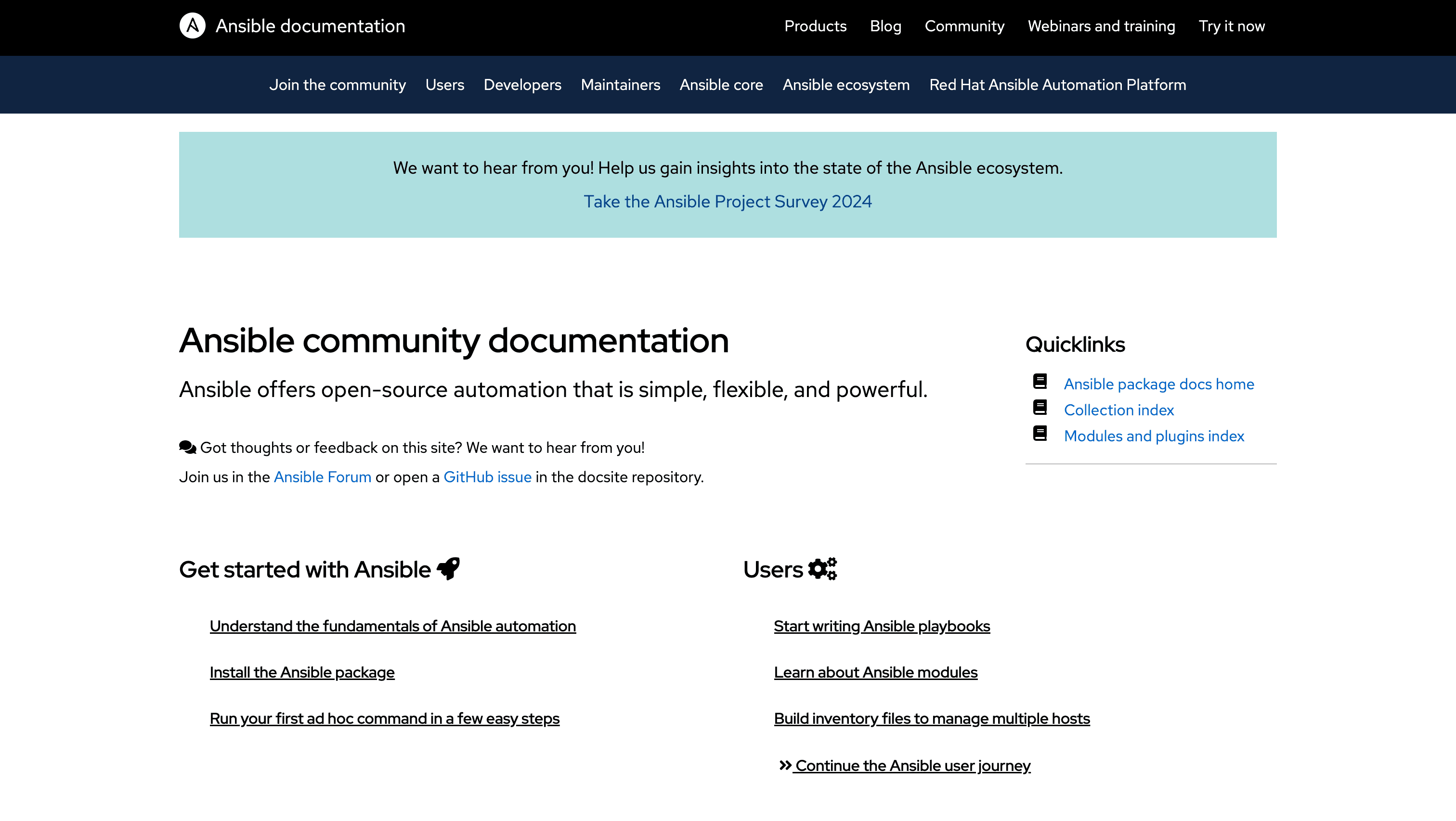 Ansible Documentation screenshot