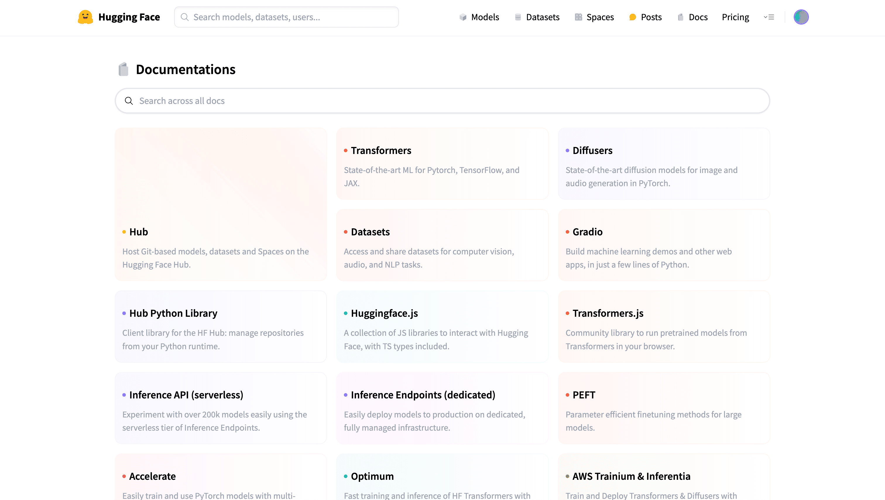 Hugging Face Documentation screenshot