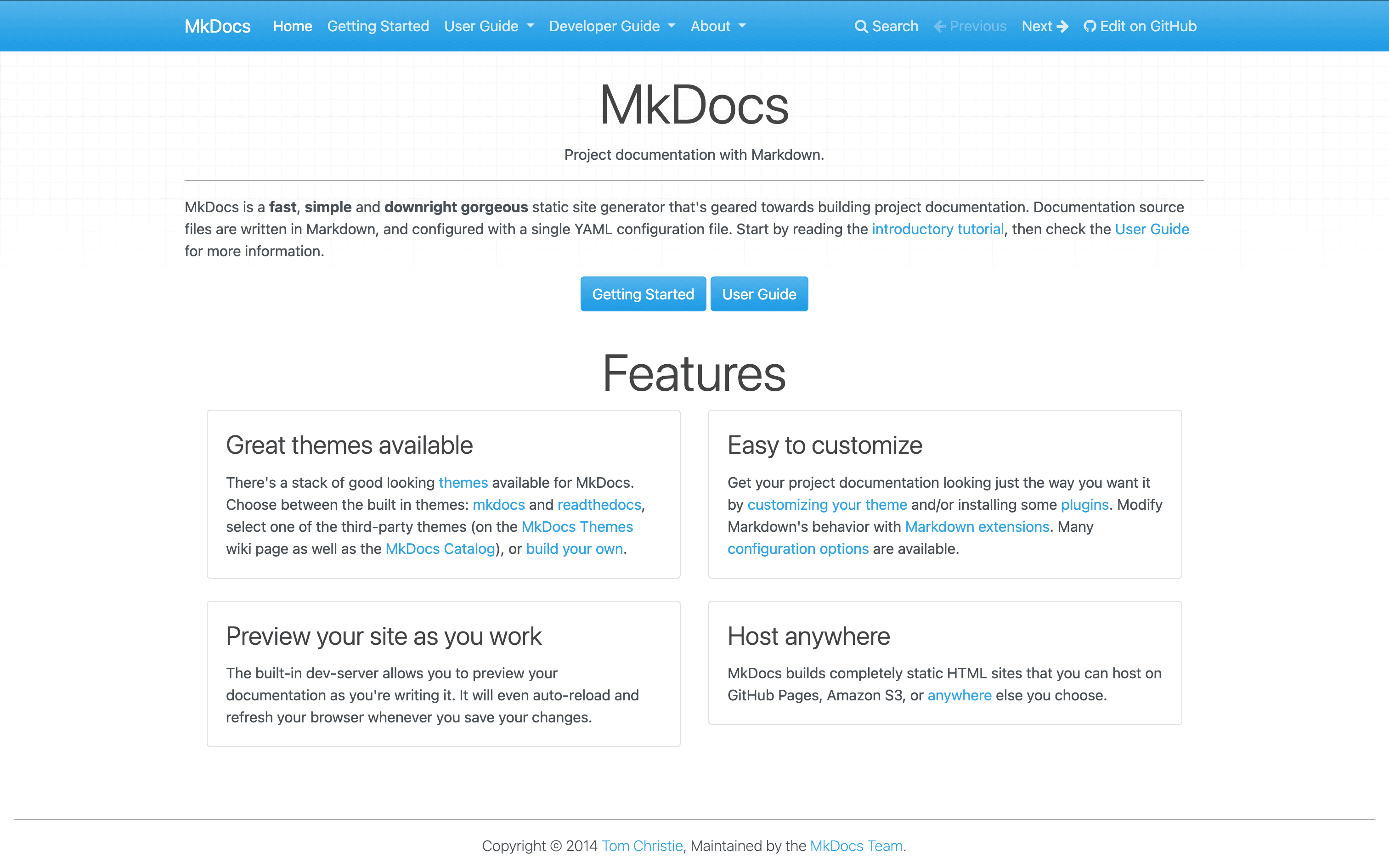 MkDocs screenshot